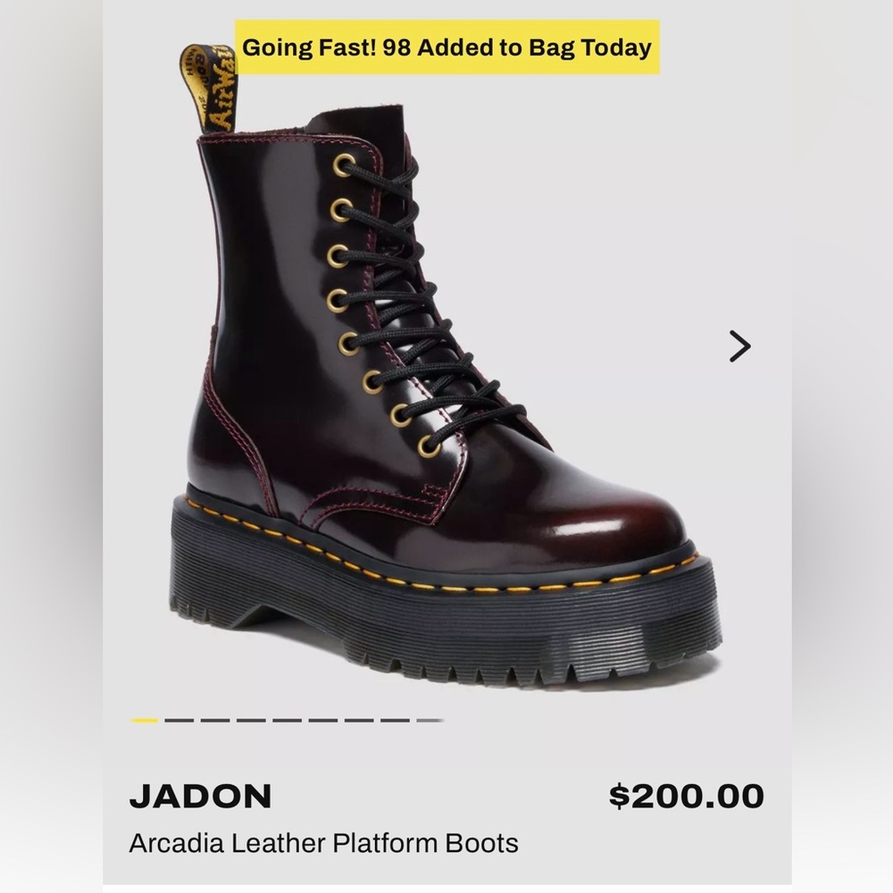 Dr. Martens Jadon Arcadia Leather Platform Boots - Burgundy